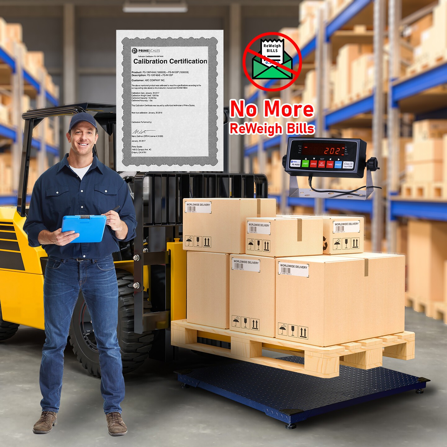 New 48″x48″ Industrial Floor Scale 10000 lb Pallet Scale Heavy Duty Warehouse