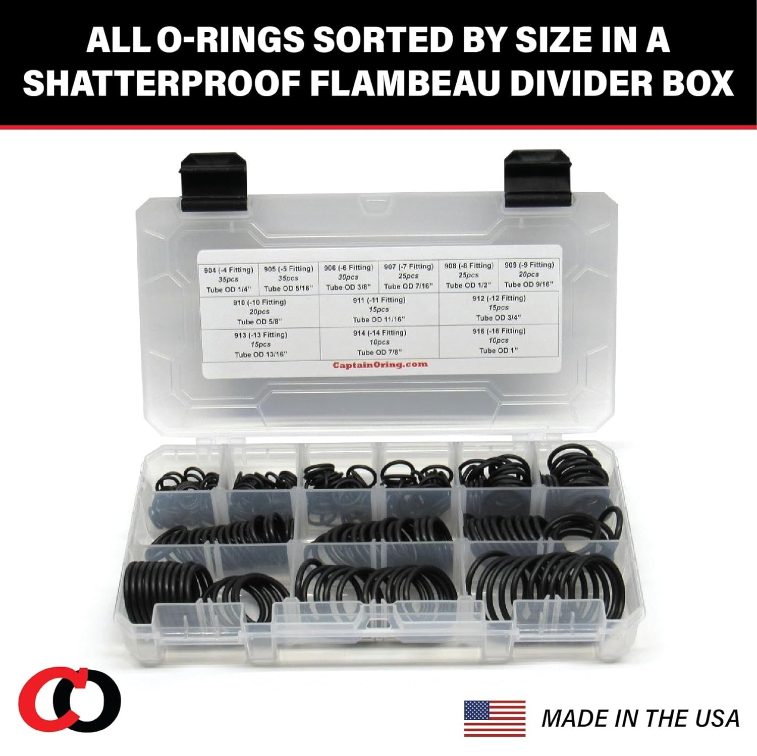 255 Piece Hydraulic O-Ring Seal Kit with Buna-N Rubber for ORB/BOSS Fittings