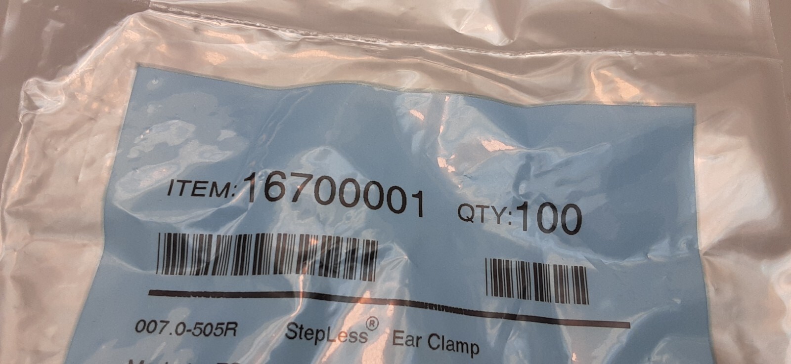 Oetiker Stepless Ear Clamp, One Ear 5mm,5.8mm (Closed)-7mm(Open)(100 pk) 1670001