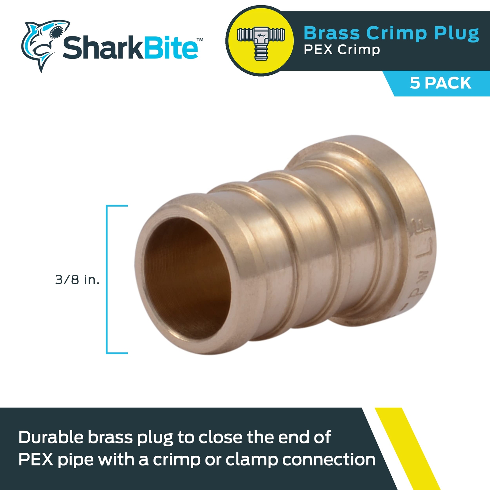 SharkBite 1/2 in. Barb X 1/2 in. D Barb Brass Plug 5-Pack