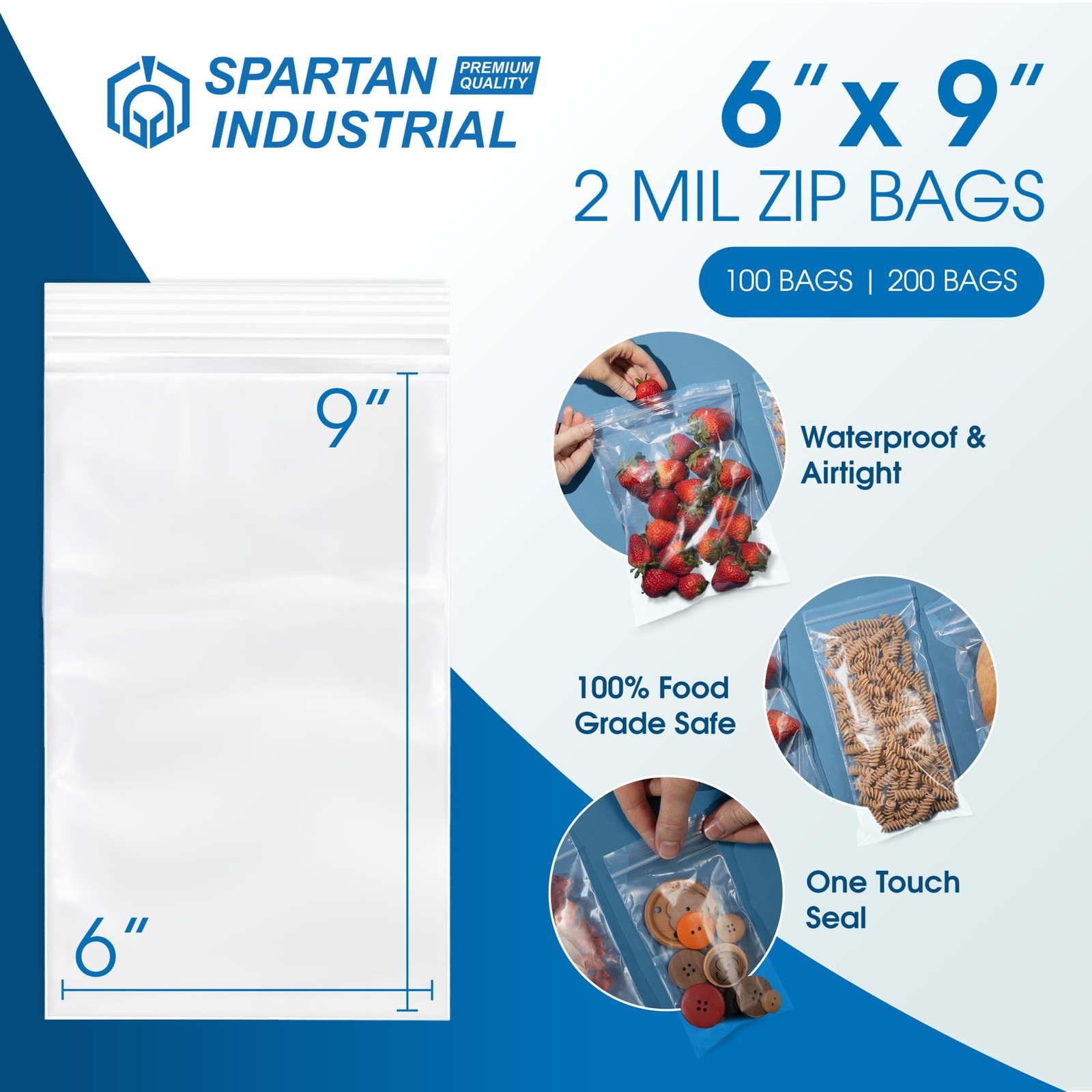 – 6” X 9” (1000 Count) 2 Mil Clear Reclosable Zip Plastic Poly Bags with Rese…