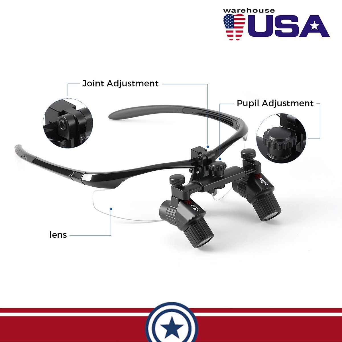4.0 X Dental Ergo Loupes Medical Surgical Magnifier Binocular 5W LED Head Light