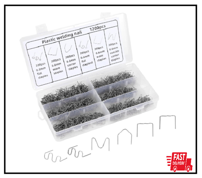 1200PCS Plastic Welding Staples, 6 Sizes 0.6mm 0.8mm Big Wave Plastic Welder Sta