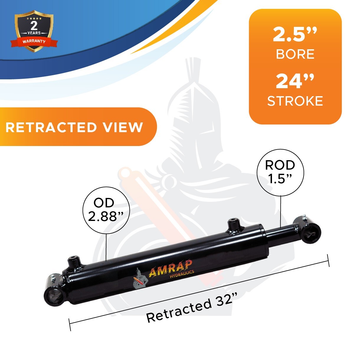 2.5×24 Hydraulic Cylinder-2.5″ Bore, 24″ Stroke -Welded Cross Tube Cylinder(new)
