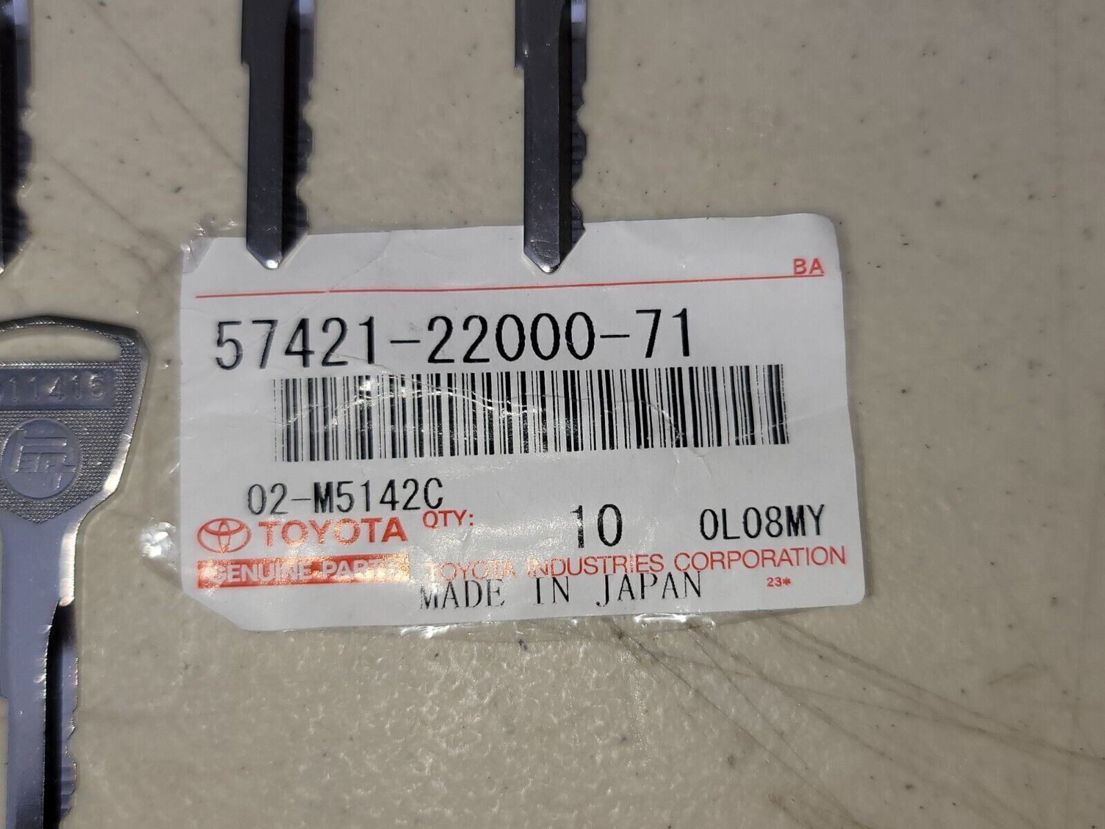 OEM Toyota 57421-22000-71 Forklift Ignition keys (Lot of 3), Made Japan