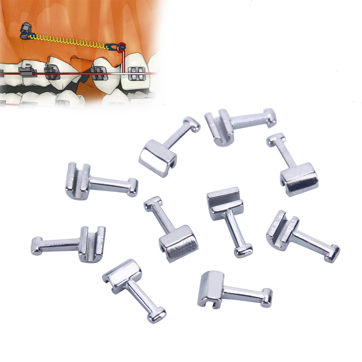 Ganchos crimpables para ortodoncia dental Bloqueo de parada/Corto/Largo/Cruz