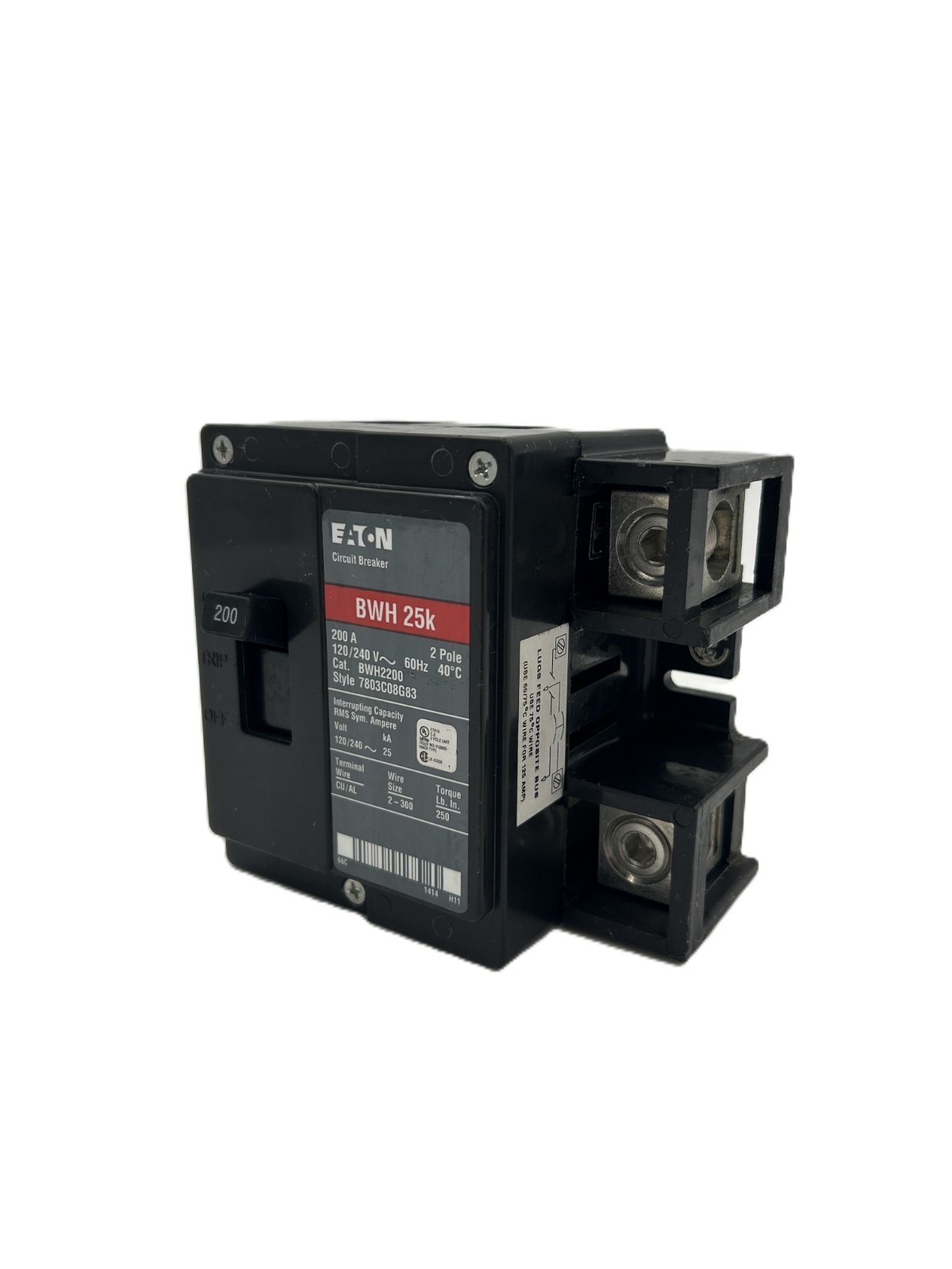 NEW Eaton BWH2200 BWH 25K Circuit Breaker 200A 2-Pole 120/240VAC