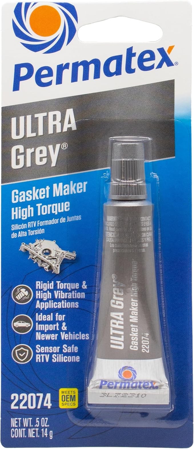 22074 Ultra Grey Rigid High-Torque RTV Silicone Gasket Maker, 0.5 oz., Pack of 1
