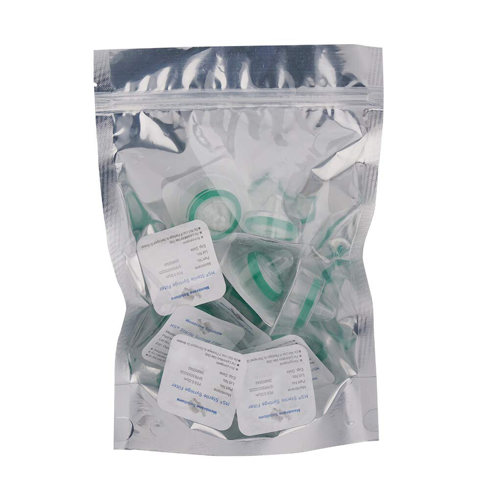 100pcs Lab PES STERILE Syringe Filter 33mm Diameter 0.22μm Pore Size Hydrophilic
