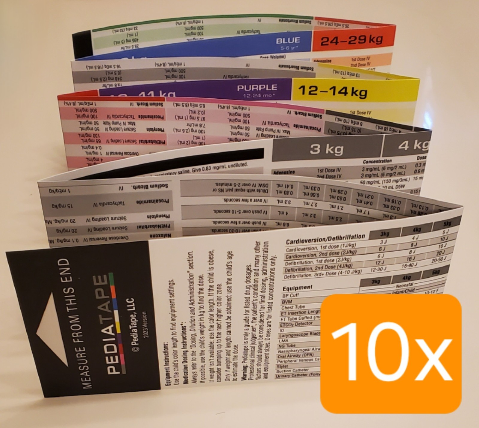 10x Qty. PediaTape 2023 English (Pediatric Dosing Reference Tape) FREE SHIPPING