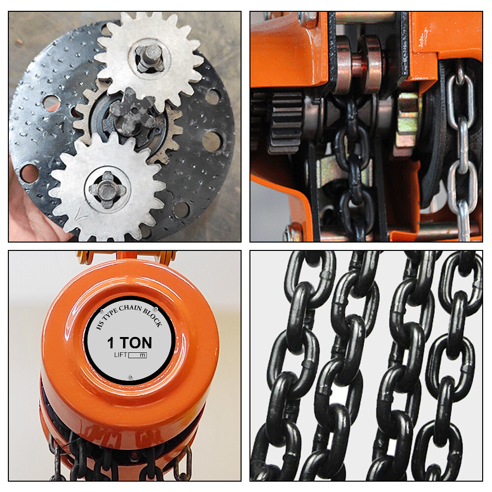 1 Ton Chain Puller Block Fall Chain Lift Hoist Hand Tools 5M 15ft Chain w/Hook