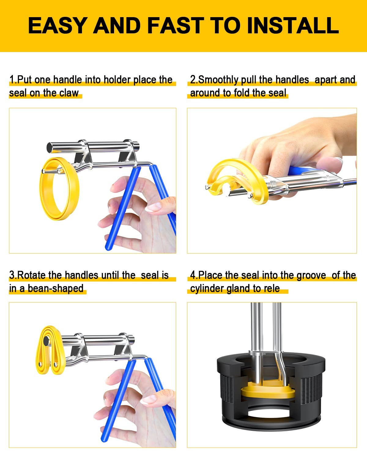 Hydraulic Seal Installation Tools, Hydraulic Cylinder Piston Repair Seal Kit, U-