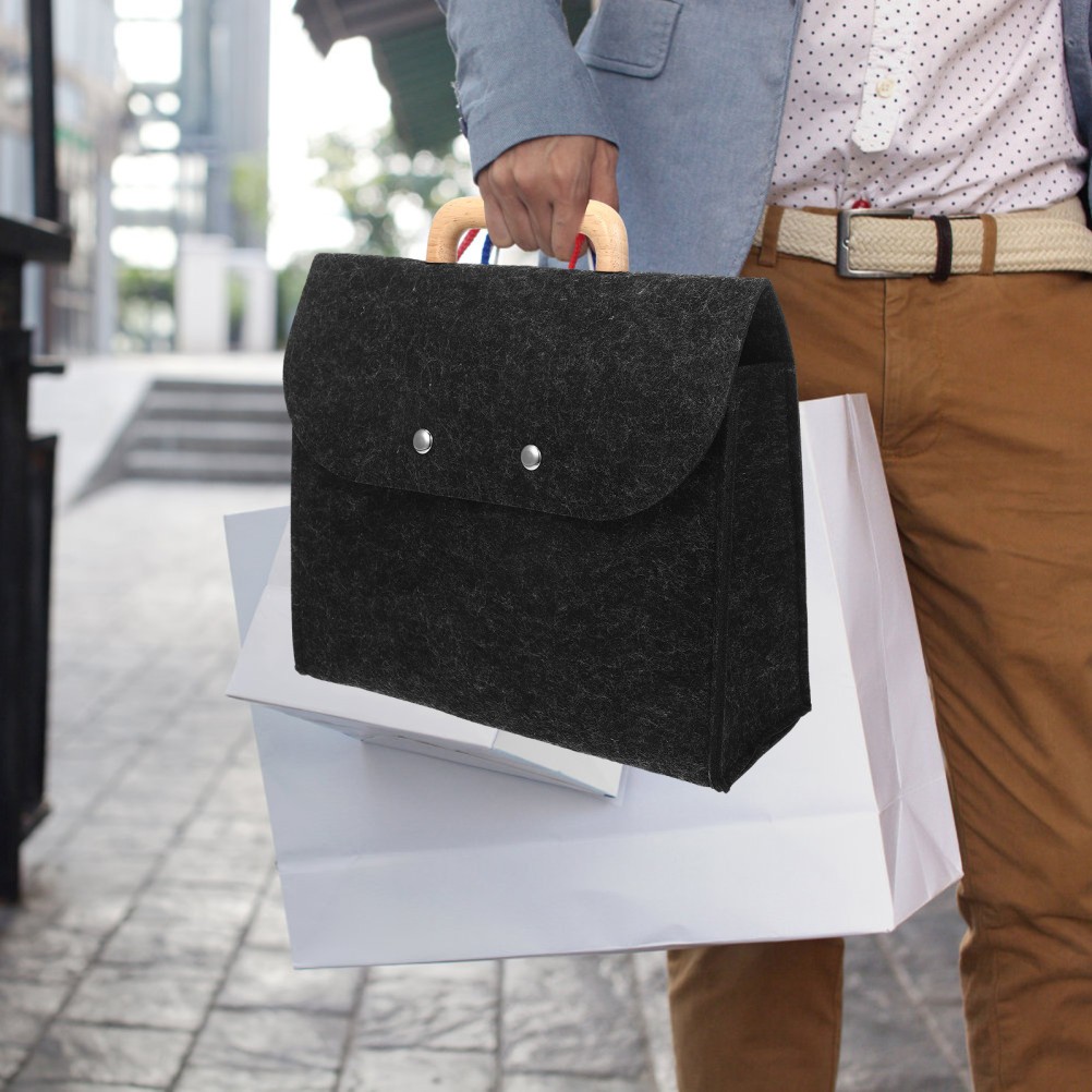 1Pack Dark Grey Felt Tote Bag for Business Setting Professionals