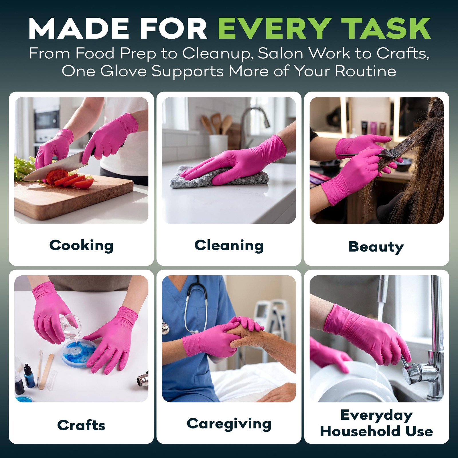 Fuchsia Hot Pink Nitrile Disposable Gloves 50 Count 3 Mil Nitrile Gloves Me…
