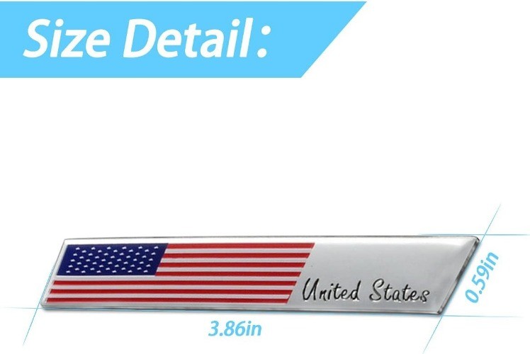 3.8″ x 0.6″ Patriotic Stars and Stripes 3D Aluminum Alloy Decal, 2 Color: Red4