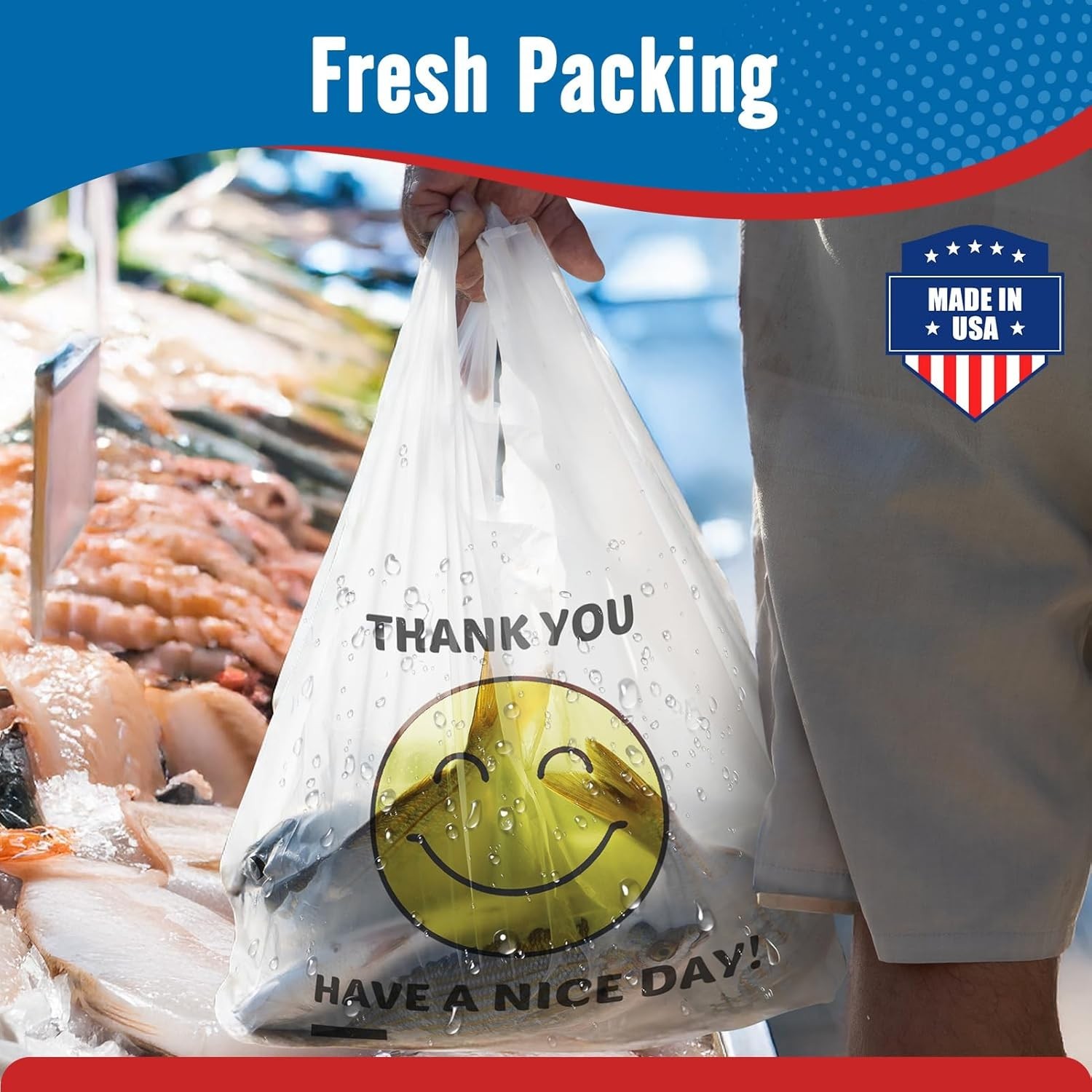 2000 Thank you T-Shirt Bags 1/6 12″ x 6.5″ x 21″, Plastic Grocery Shopping Bags