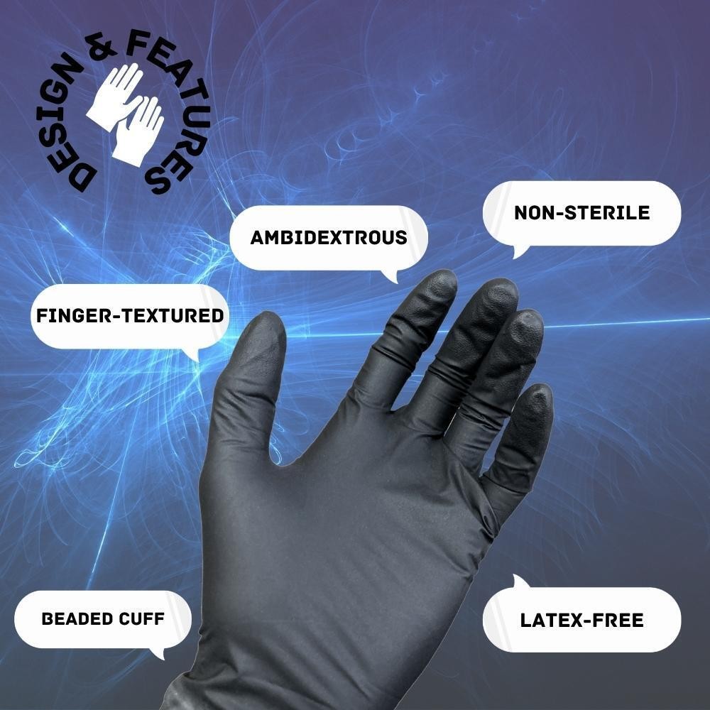 6 Mil Textured Black Nitrile Exam Powder Free Gloves 2000 Pieces 2XL