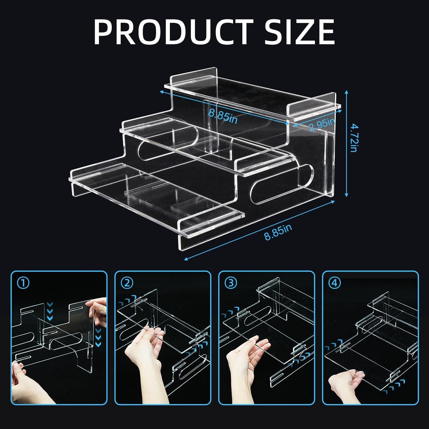 Clear Acrylic Display Risers – 3-Tier Shelf Stand for Cupcakes, Perfume, Figu…