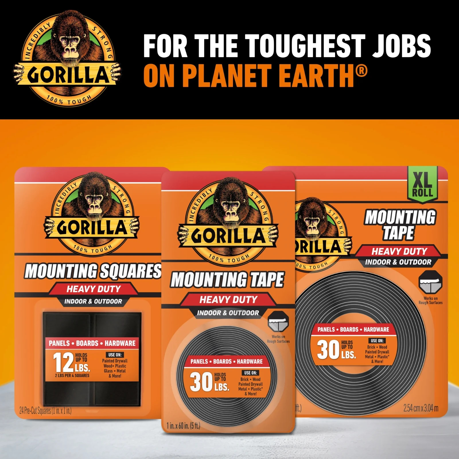 Gorilla Heavy Duty Double Sided Mounting Tape, 1″ x 60″, Black