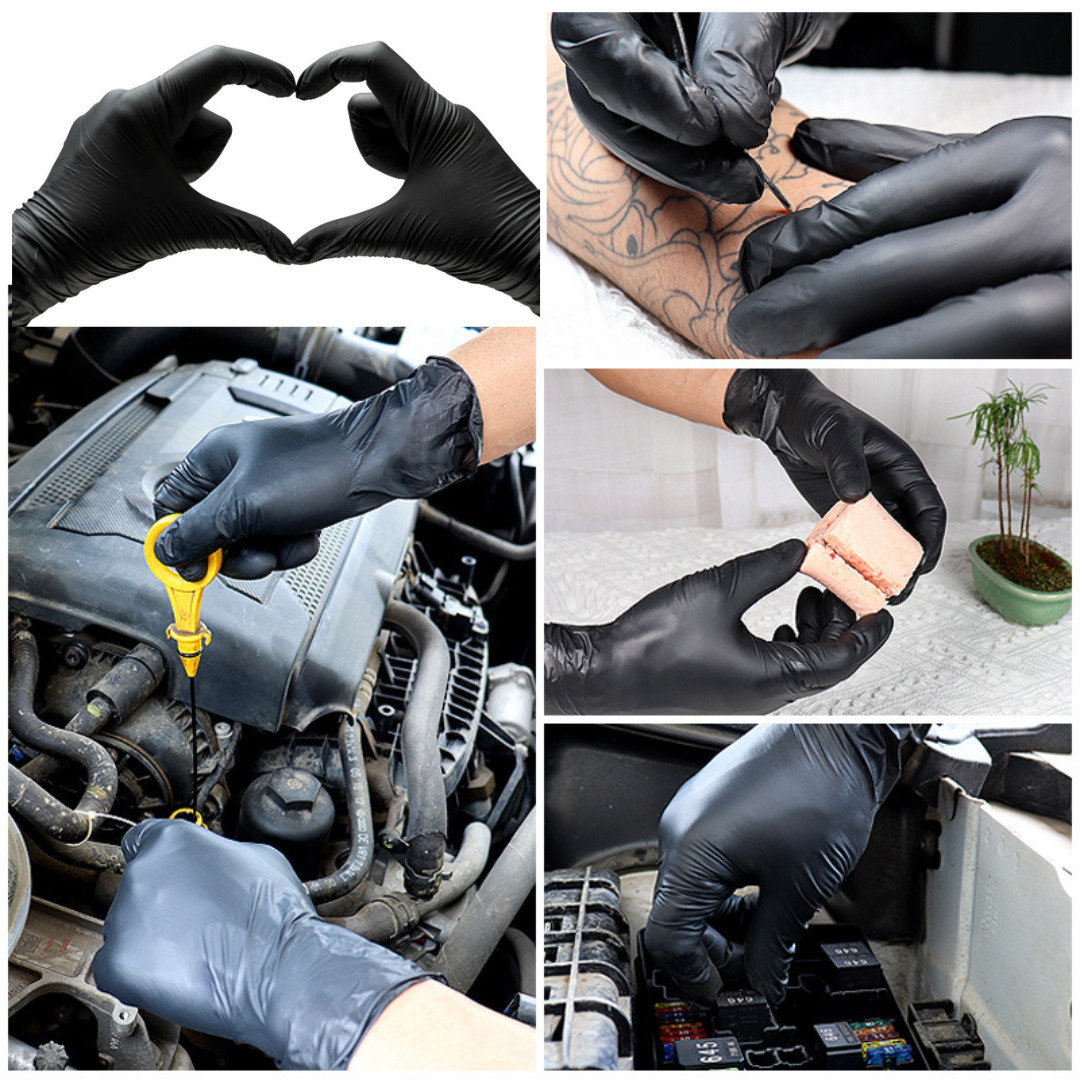 First Glove 6 Mils Black Nitrile Gloves Latex & Powder Free Heavy Duty Gloves
