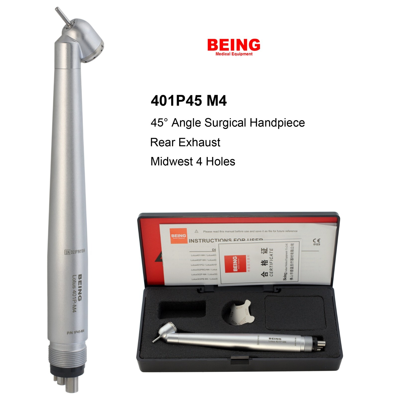 BEING Dental 45 Degree Surgical Handpiece High Speed Kavo NSK Coupler 4 6 Hole