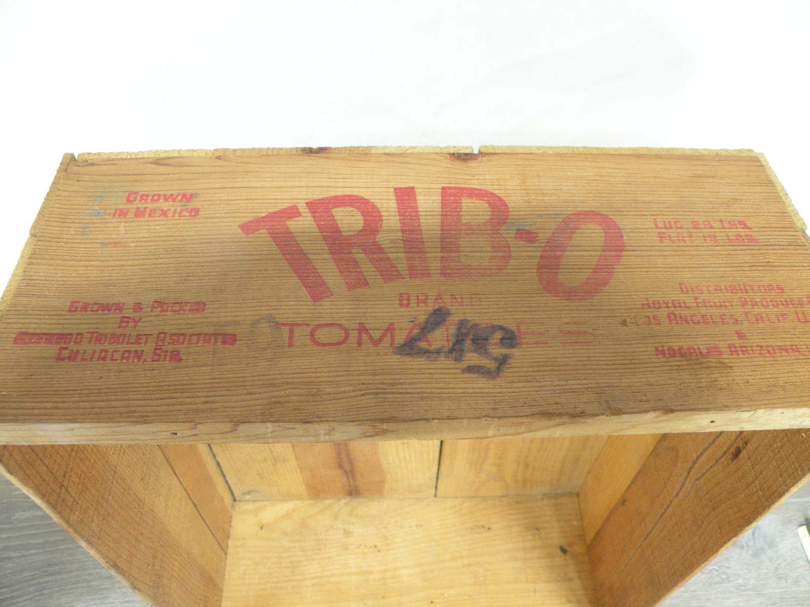 Vintage TRIB-O Brand Tomato Wood Crate Box Vine Ripened Produce Mexico