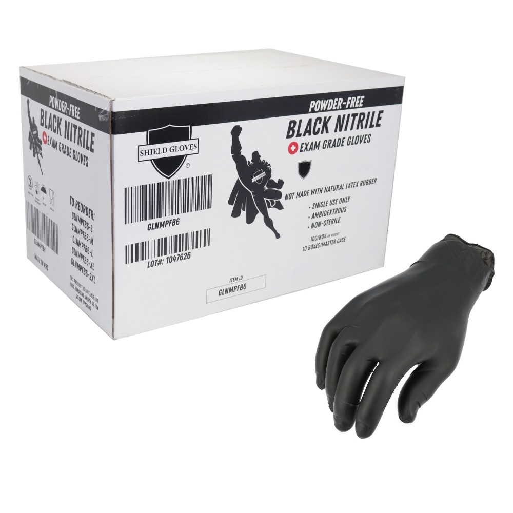 6 Mil Textured Black Nitrile Exam Powder Free Gloves 2000 Pieces 2XL