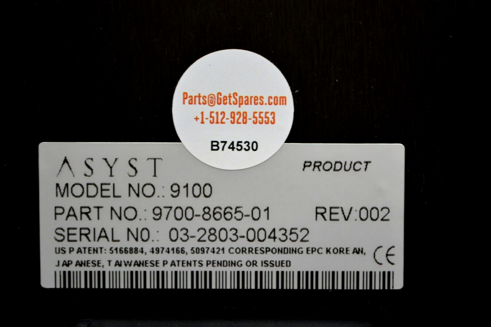 9700-8665-01 / LOAD PORT DATA PROCESSOR MODEL 9100 / ASYST TECHNOLOGIES