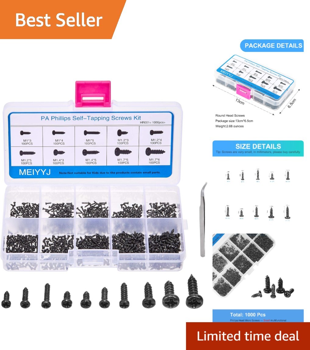Essential 1000-Piece Phillips Micro Screws Assortment – Perfect for DIY Projects