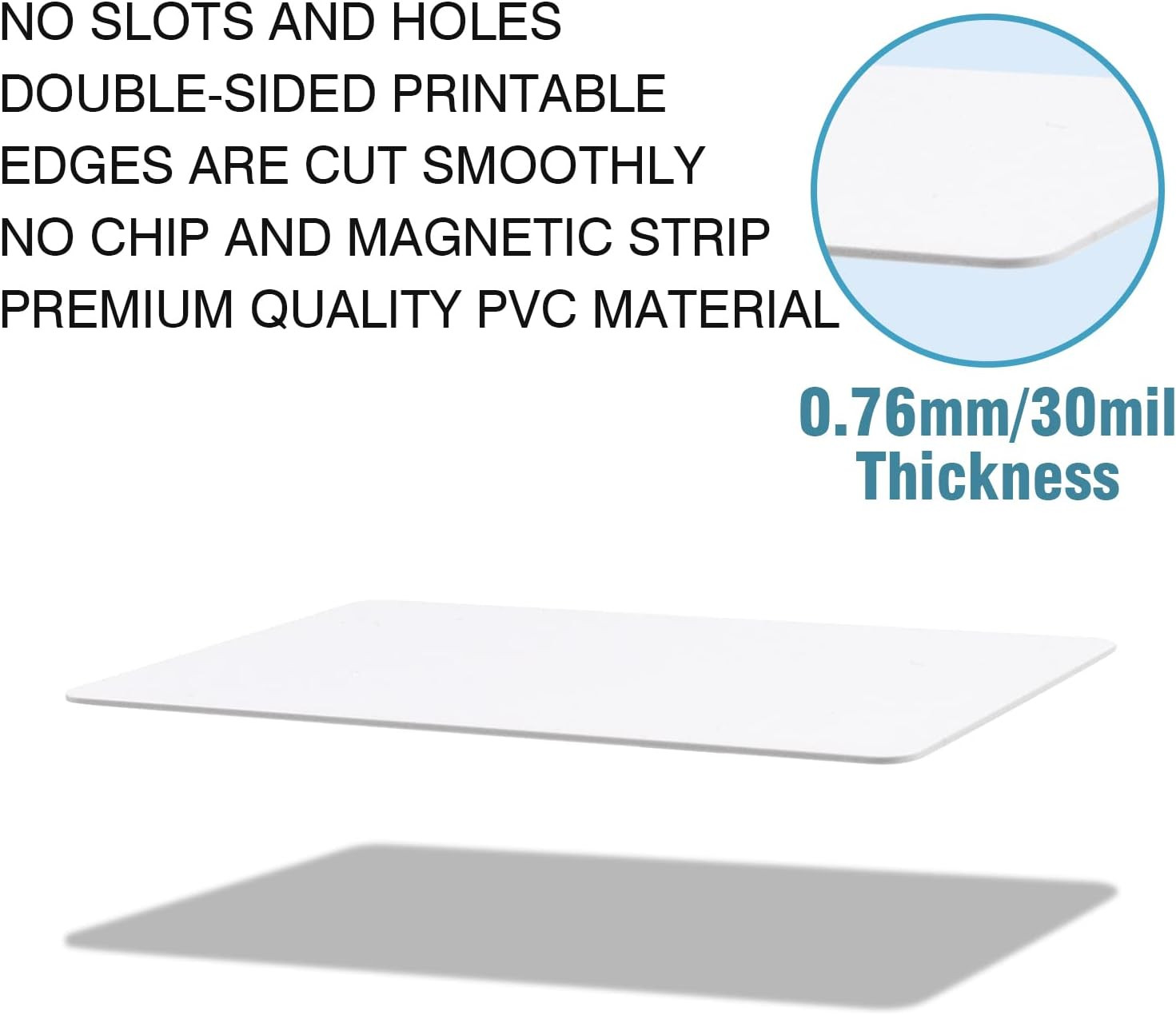 100 Pack Premium Blank PVC Cards, CR80 30 Mil Graphic Quality White Plastic Car