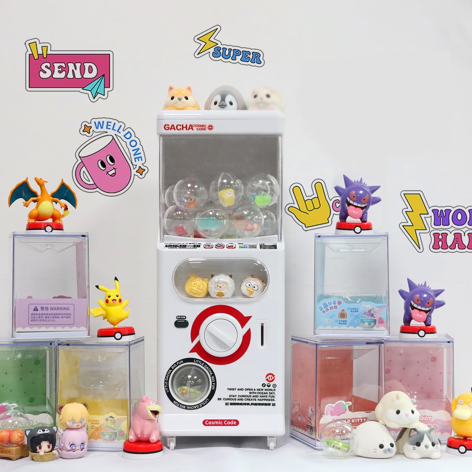 POZCMJM Capsule Vending Machine Kids Toys Mini 25 Cents White