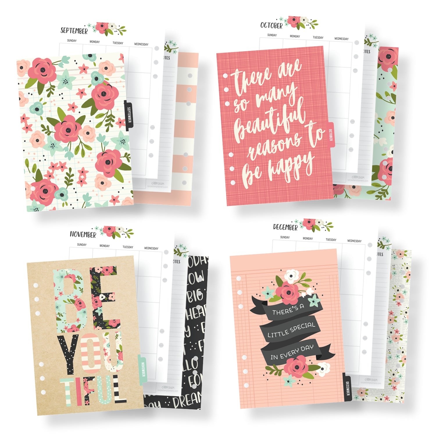Carpe Diem Undated A5 Monthly Planner Inserts – Bloom