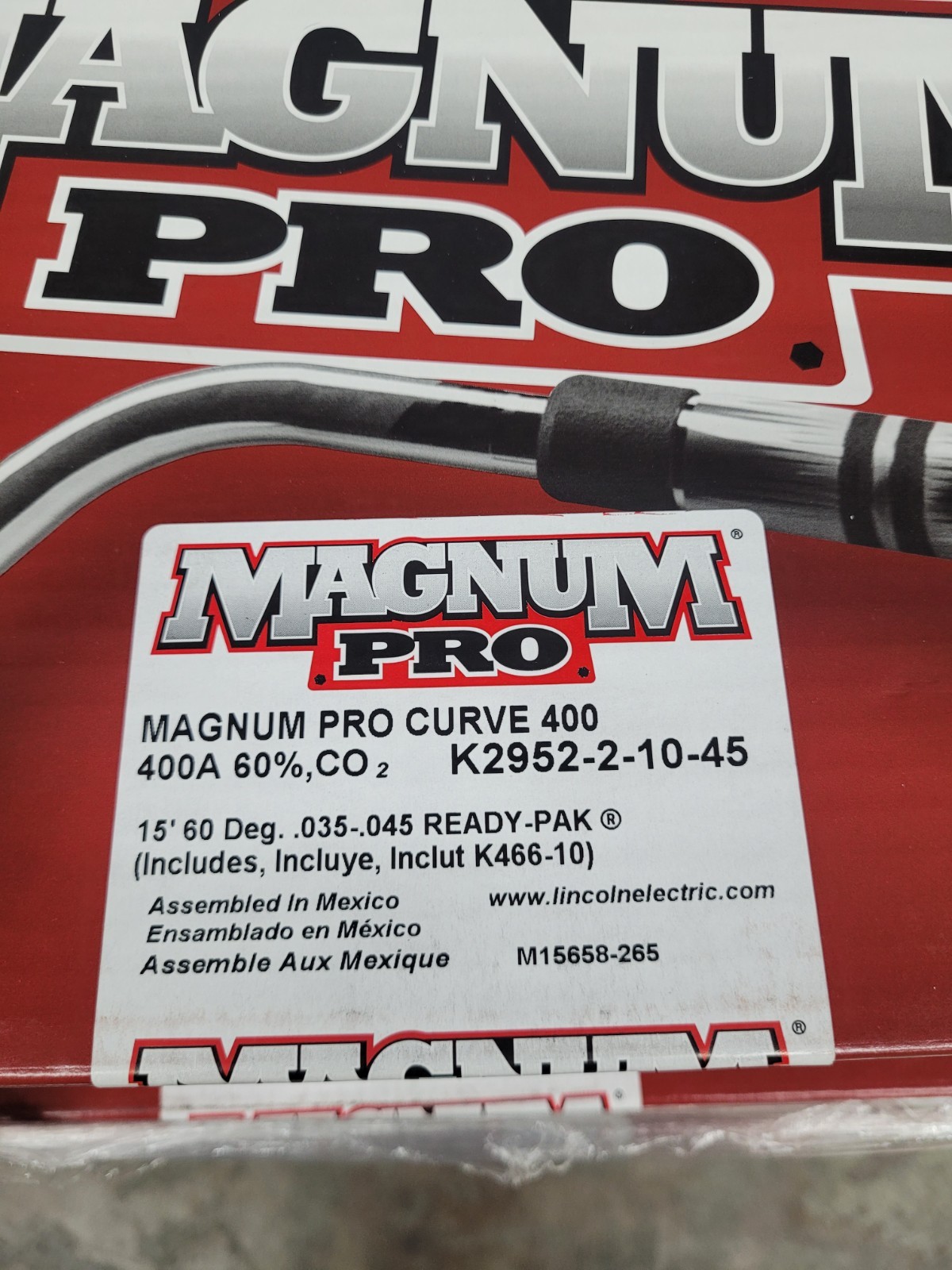 Lincoln Magnum Pro Curve 400A 15′ Welding Gun K2952-2-10-45