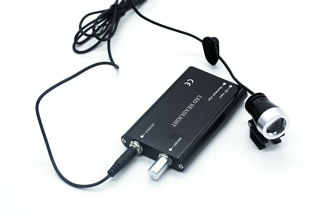 Dental 3.5X Binocular Loupes + 3W LED Head Light + Aluminum Box Black US STOCK