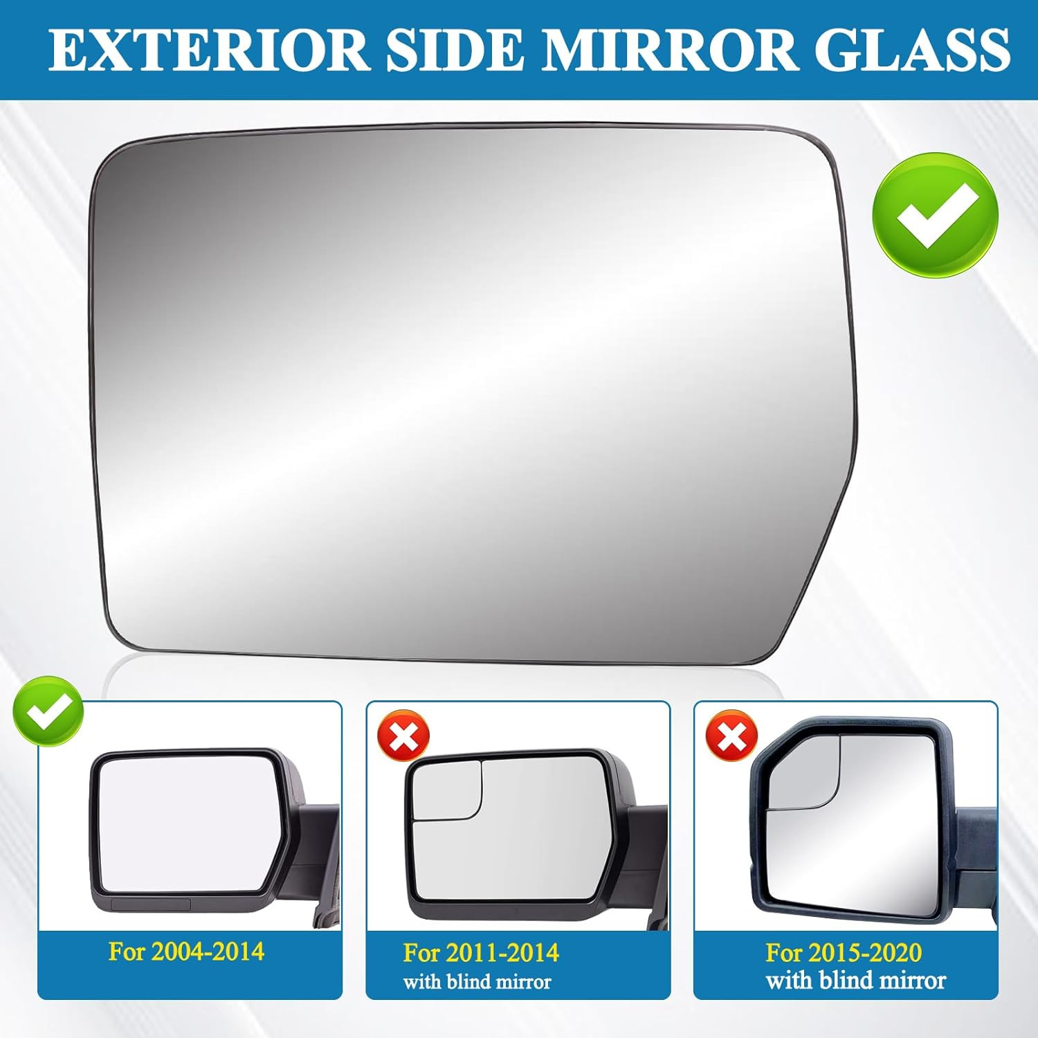 Driver Left Side Heated Mirror Glass Compatible with 2004-2014 Ford F150 – Exte
