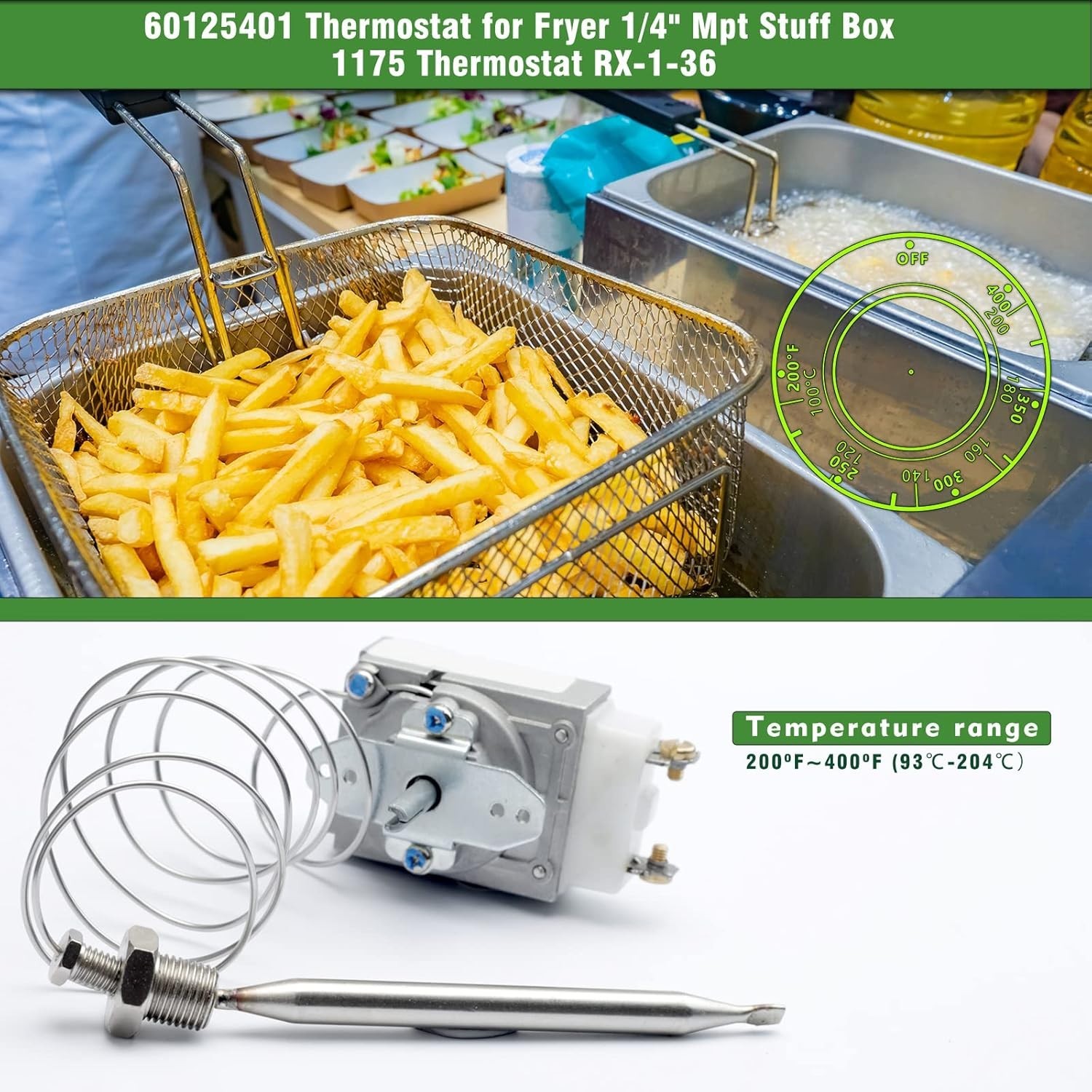 Precision Fryer Thermostat 200-400F – Stainless Steel