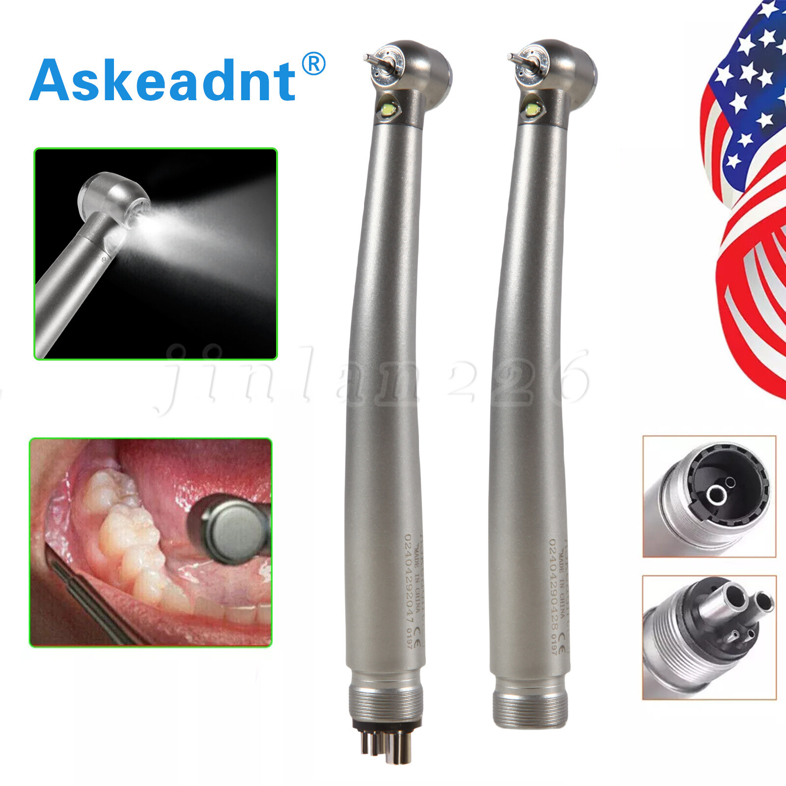Pieza de mano LED turbina alta velocidad fibra óptica dental estilo NSK 2/4 Hole