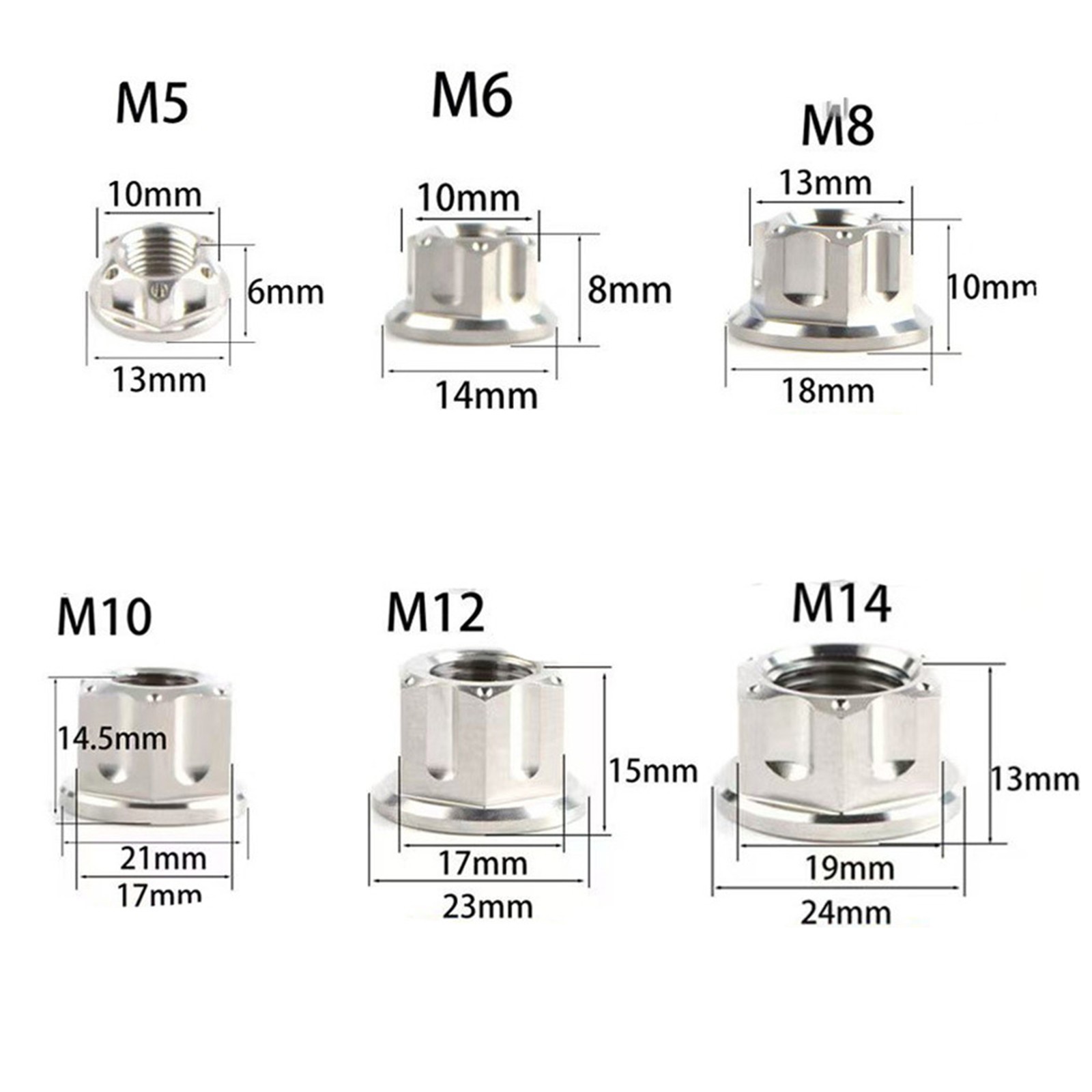 M5 M6 M8 M10 M12 Titanium Flange Fancy Nuts Rear Axle Modification Locking Nut