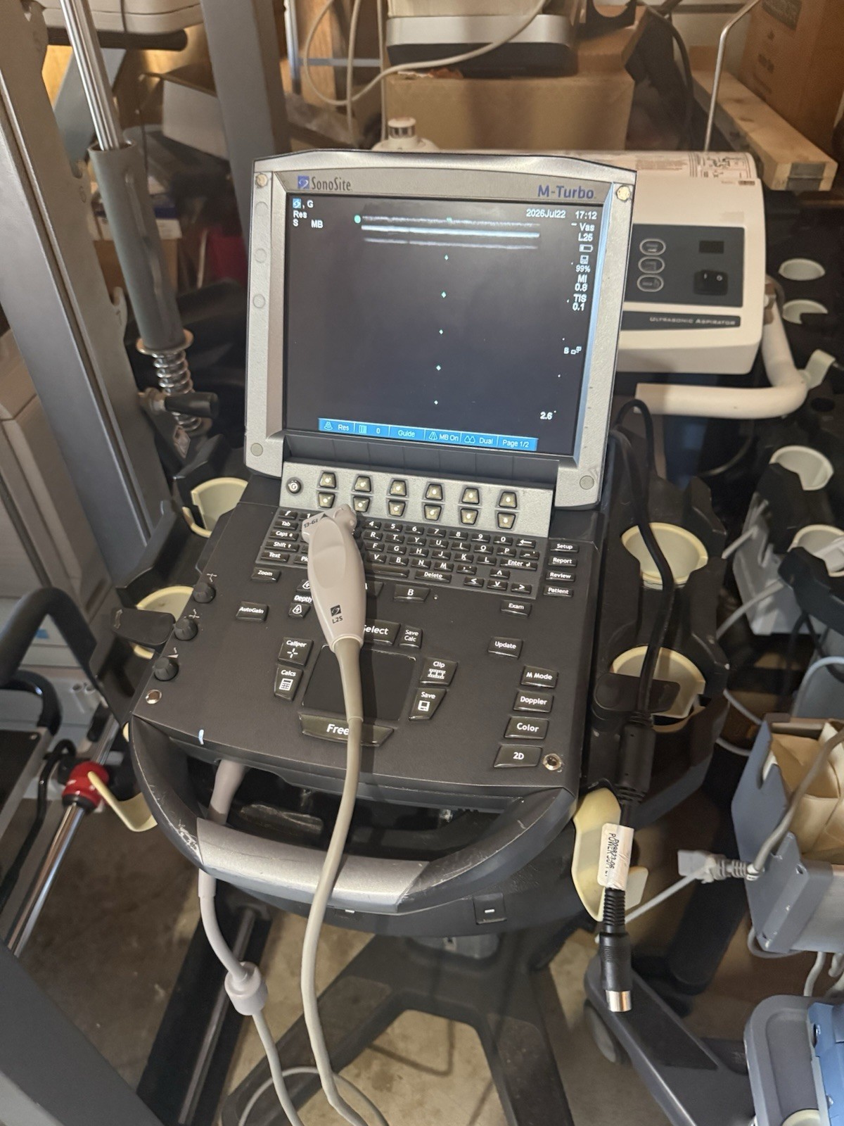 SonoSite M-Turbo Ultrasound System (2014) With 2 Transducer Probe & Rolling Car