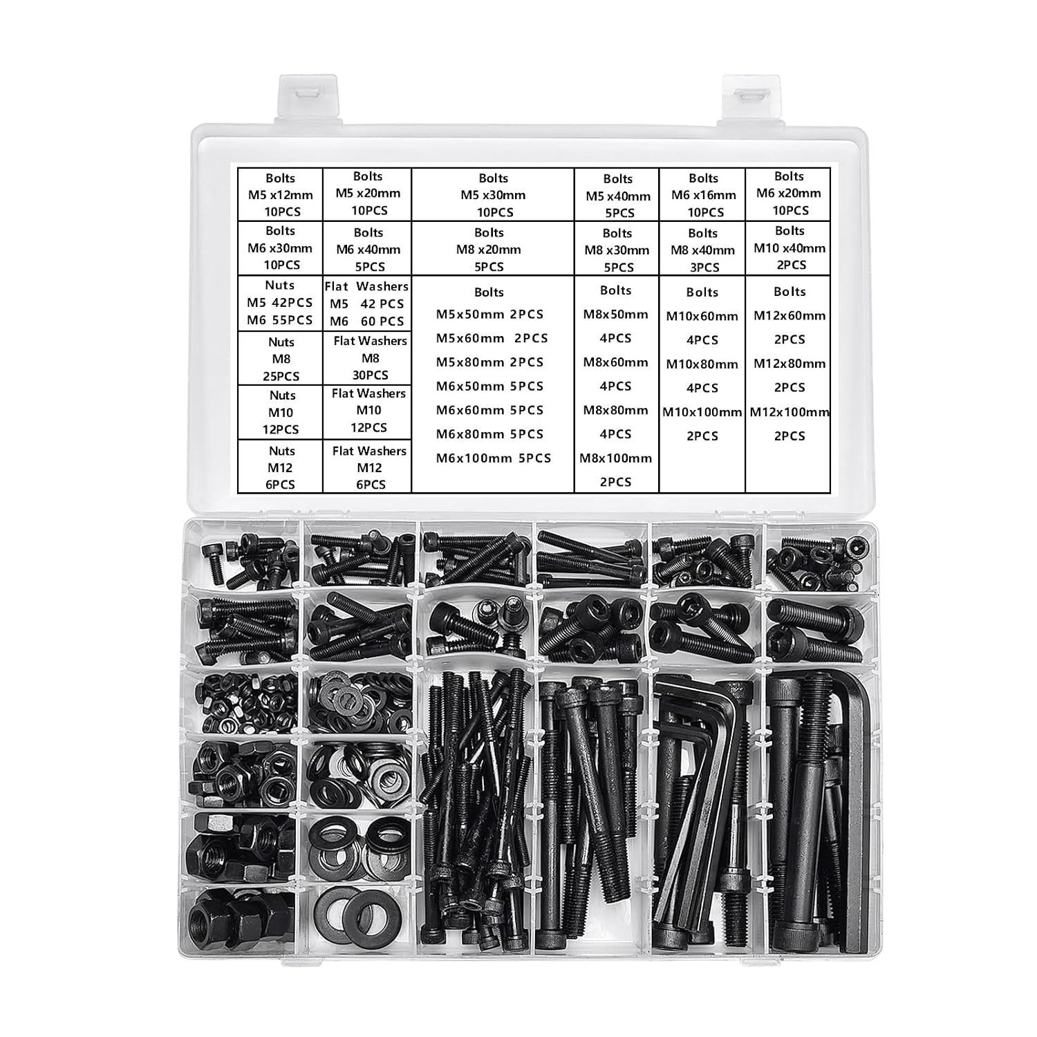M5 M6 M8 M10 M12 Socket Cap Screws Set 434 Pieces Grade 12.9