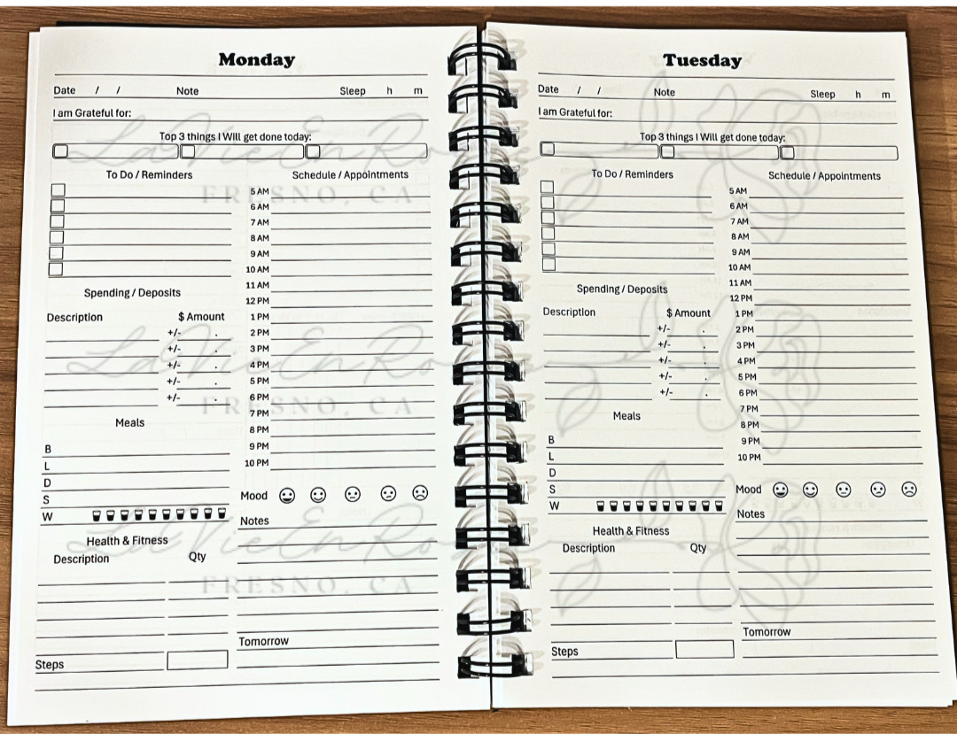 Daily Planner / Agenda ADHD Friendly 6 Months Un-Dated 5.5″ x 8.5″ Spiral Bound