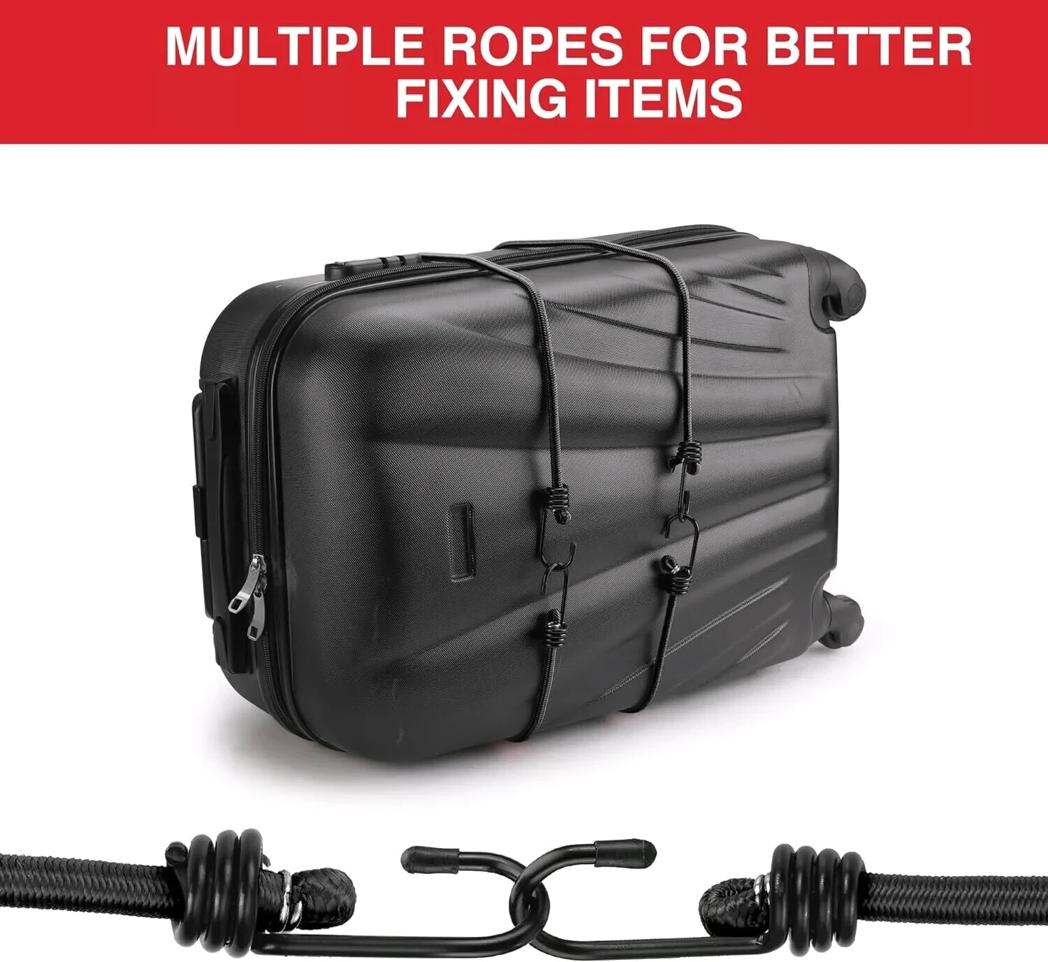 8mm HEAVY DUTY BLACK MARINE GRADE BUNGEE CORD Tarp Tie Down Strap 12-20-30-40″