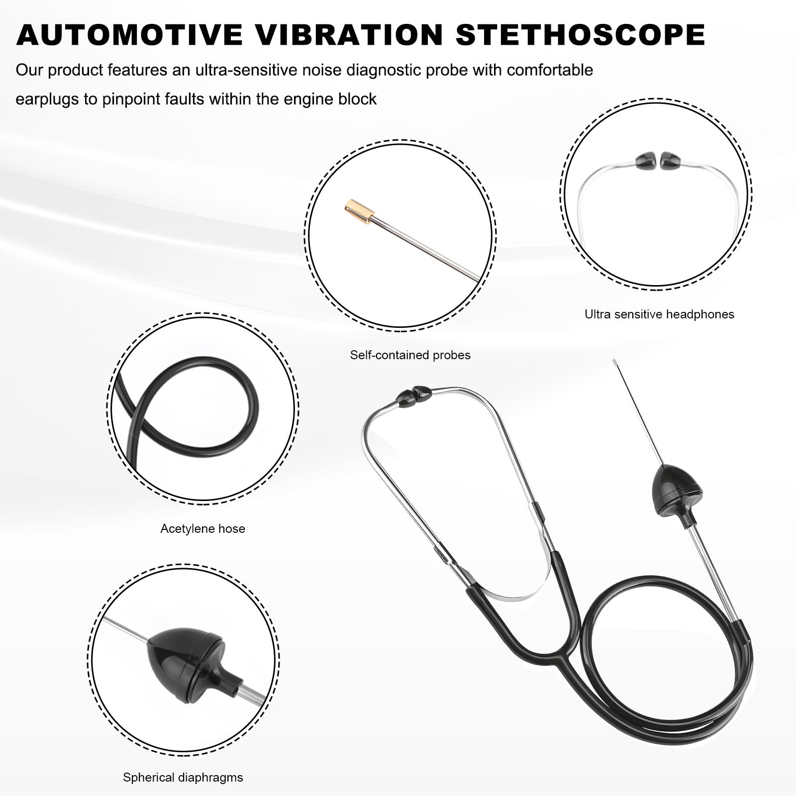 Car Mechanic Stethoscope, Auto Cylinder Noise Diagnostic Tool with Extended P…