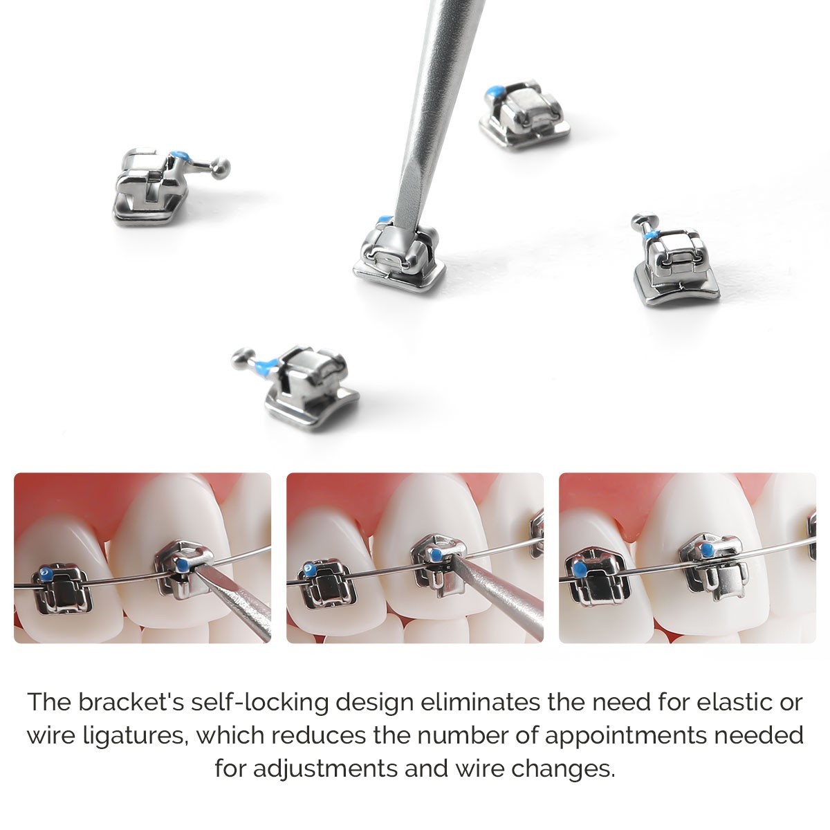 AZDENT Dental Orthodontic Self Ligating Bracket Mini Roth.022 Hooks 345