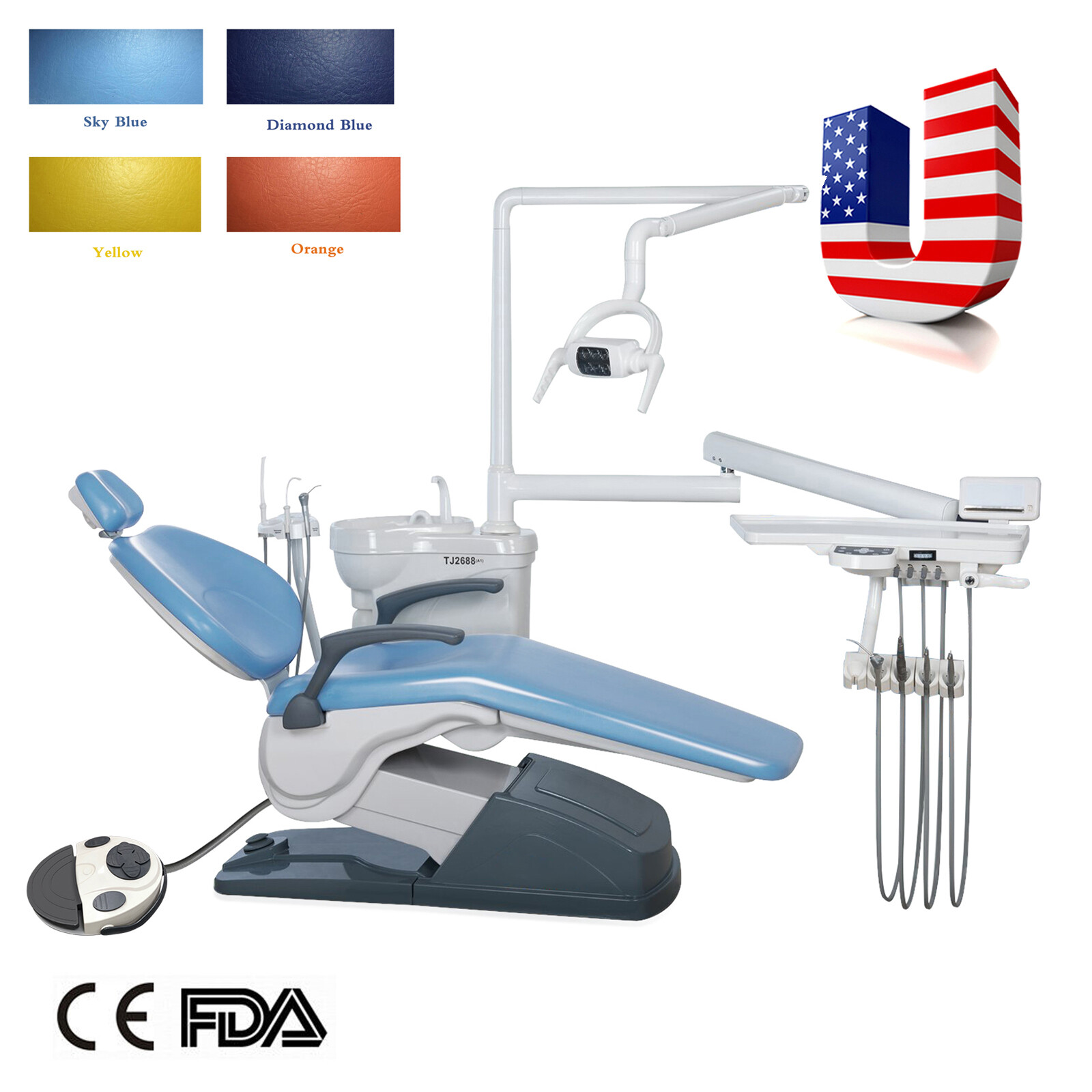 Dental Chair Unit PU Leather Computer Controlled DC Motor +Stool Kit TAX Cleared