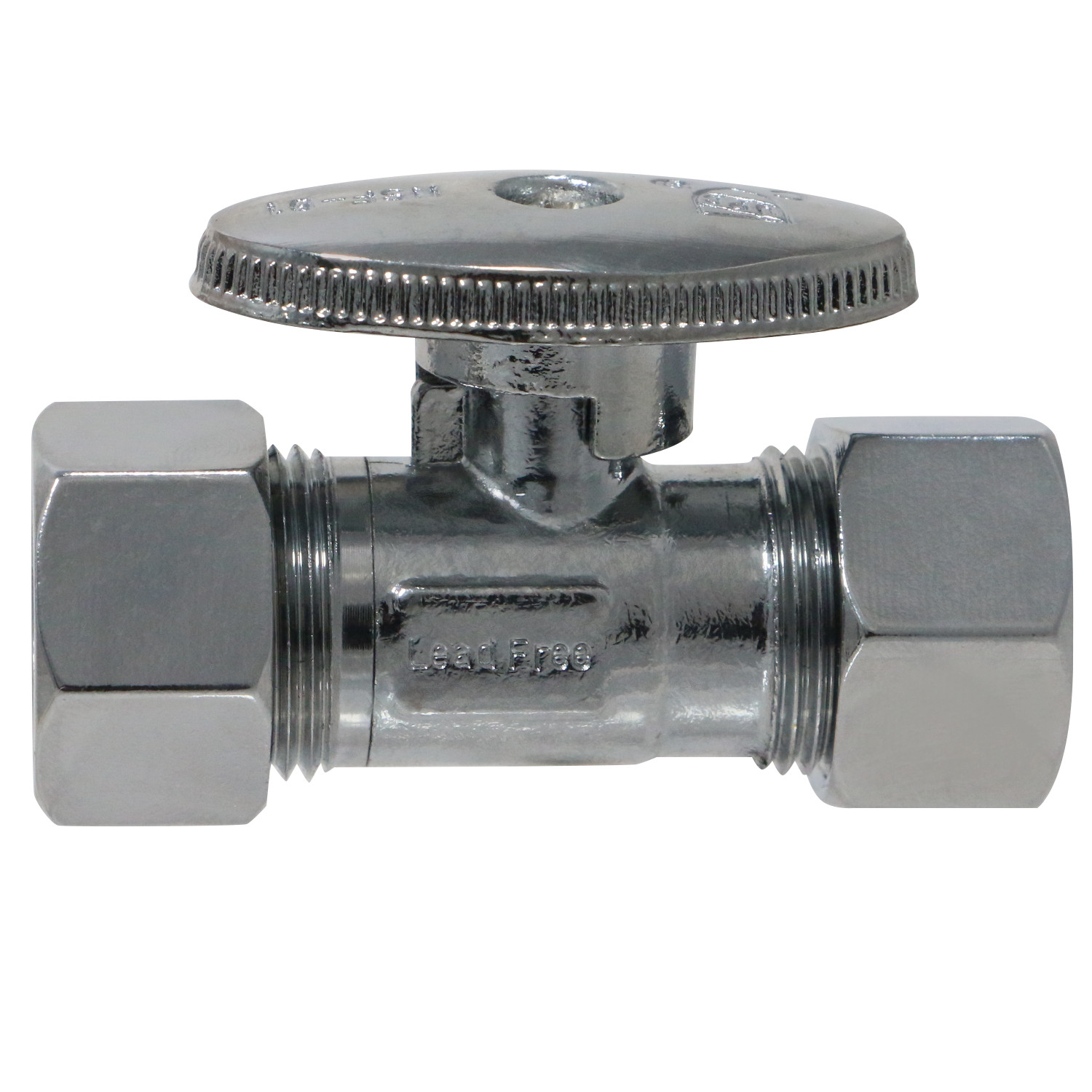 1) 5/8″ OD X 5/8″ OD COMPRESSION STRAIGHT BALL VALVE, 1/4 TURN, LEAD FREE BRASS