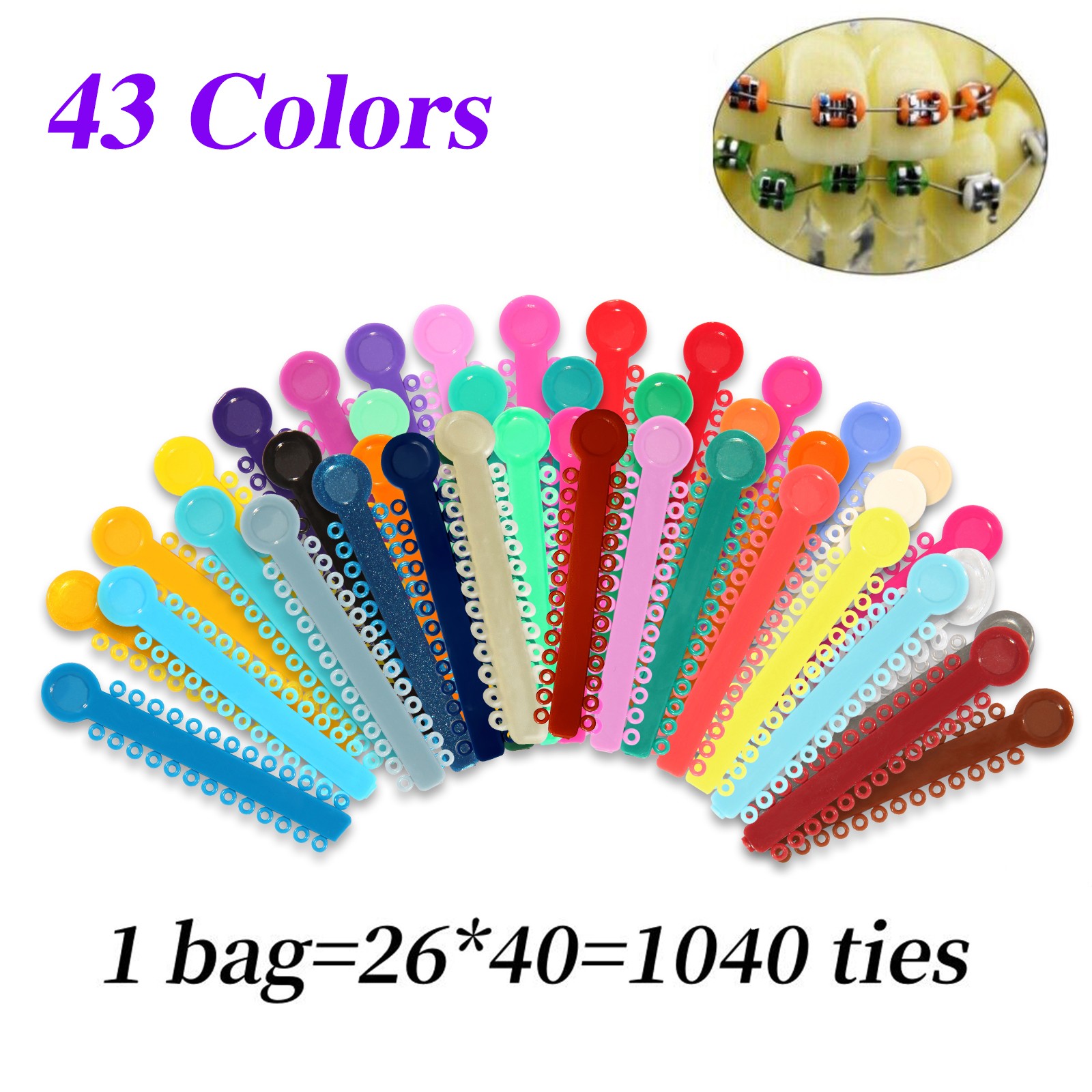 1040 Orthodontic Ligature Ties Elastic Rubber Band Ligadura Ortodoncia Bracket