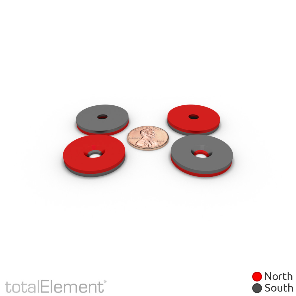 1 x 1/8 Inch Strong Neodymium Rare Earth Countersunk Ring Magnets N52 (8 Pack)