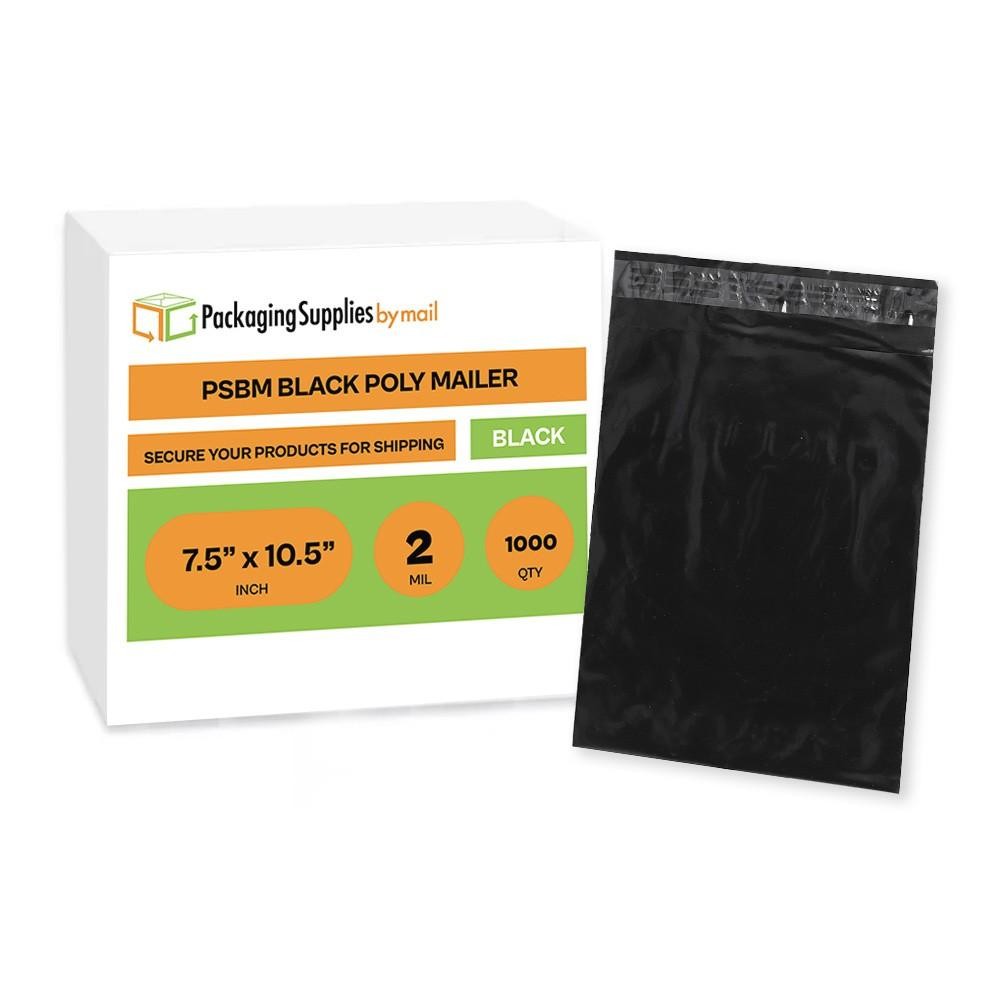 1000 7.5″x10.5″ Black Poly Mailers Shipping Bags Packaging Envelopes – 2 Mil