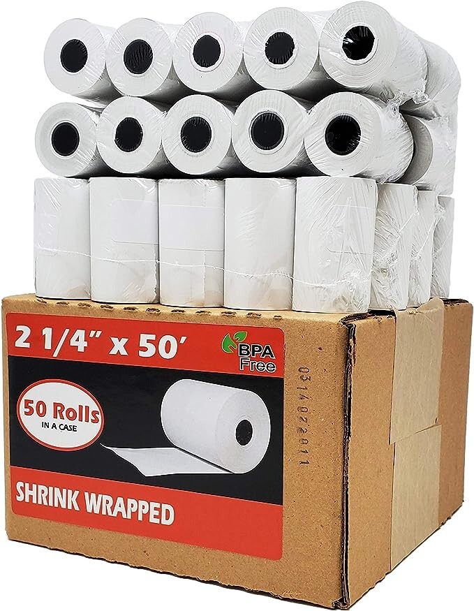 2 1/4 x 50 thermal paper 50 rolls VeriFone VX680 VX520 Thermal Receipt Paper